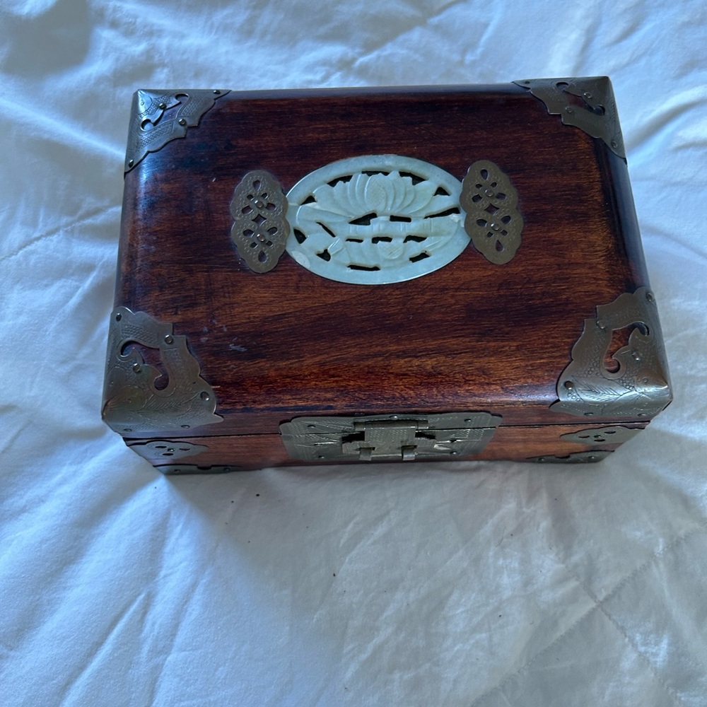 Elegant Wooden Jewelry Box with Silver Accents